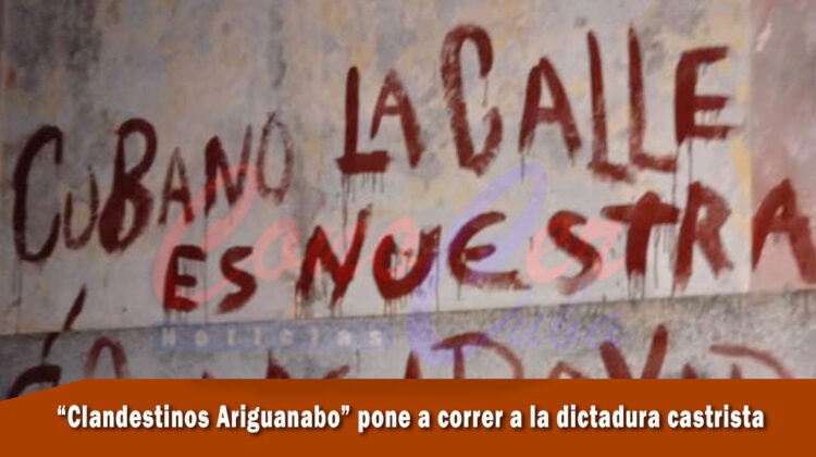Clandestinos cubanos pintan letreros contra la dictadura castrista