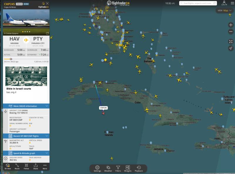 Un solo vuelo saliendo de Cuba 