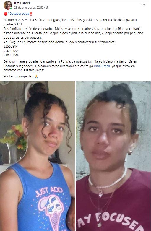 Desaparición de adolescente en Ciego de Ávila