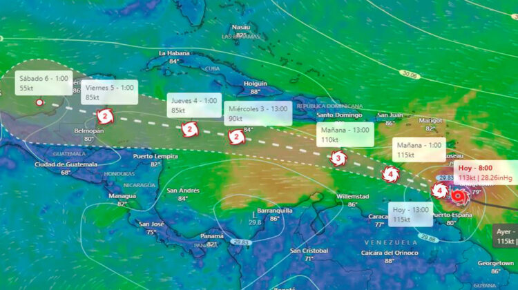 Huracán Beryl llega a las islas de Barlovento en el Caribe
