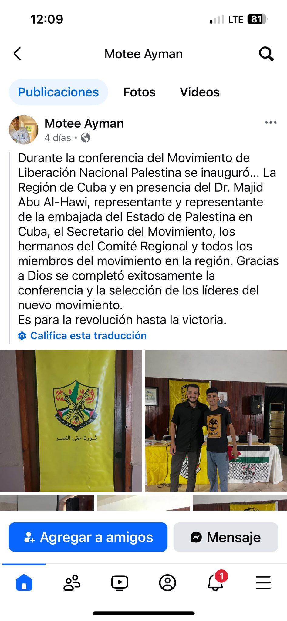 Nueva célula palestina formada en Cuba