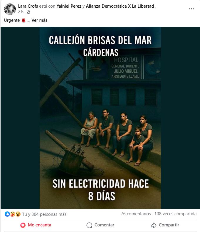 8 días sin electricidad en Cárdenas