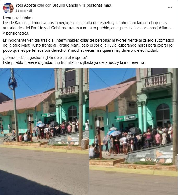 Adultos mayores en Cuba obligados a hacer interminables filas para poder retirar dinero de sus pensiones 