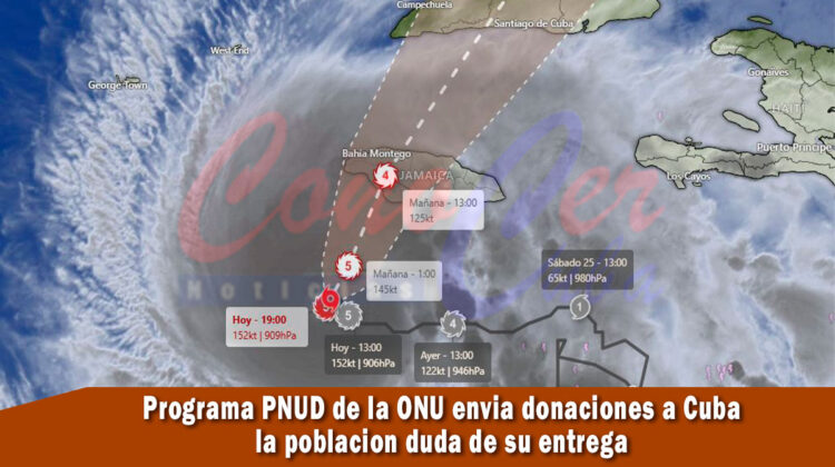 PNUD envia donaciones para cuba ante la llegada del huracán Melissa