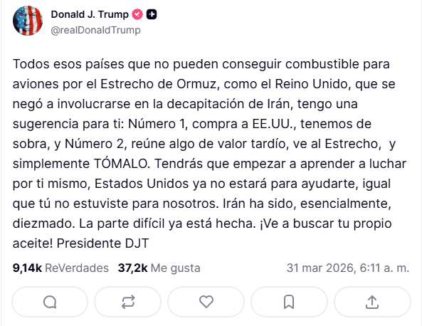 Trump envía mensaje a miembros de la OTAN