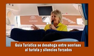 Guía turistica se desahoga mientras hacia un recorrido a turistas en Cuba