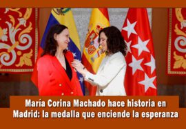 María Corina Machado recibe medalla en Madrid