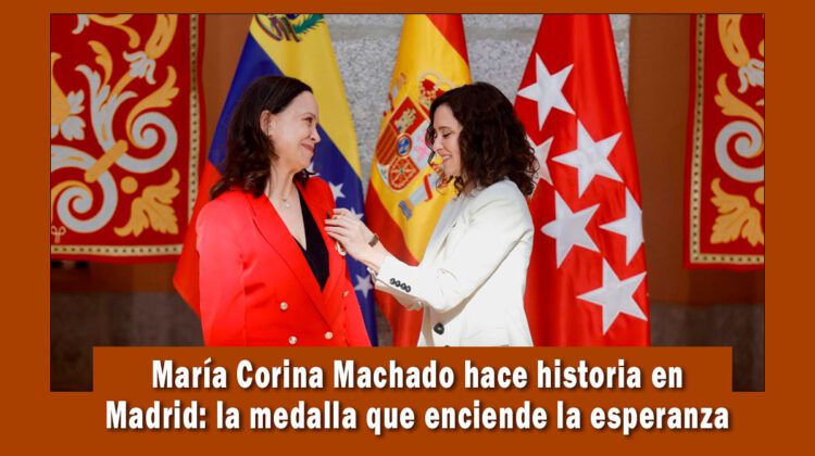 María Corina Machado recibe medalla en Madrid