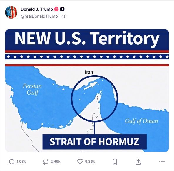 Mapa publicado por Trump en su red social